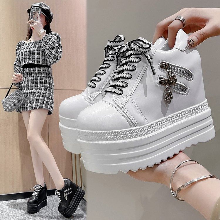 Hidden Sneakers Platform Wedge Panel Zip