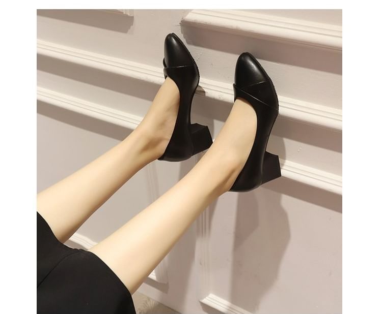 Heel Pointed Pumps Toe Block