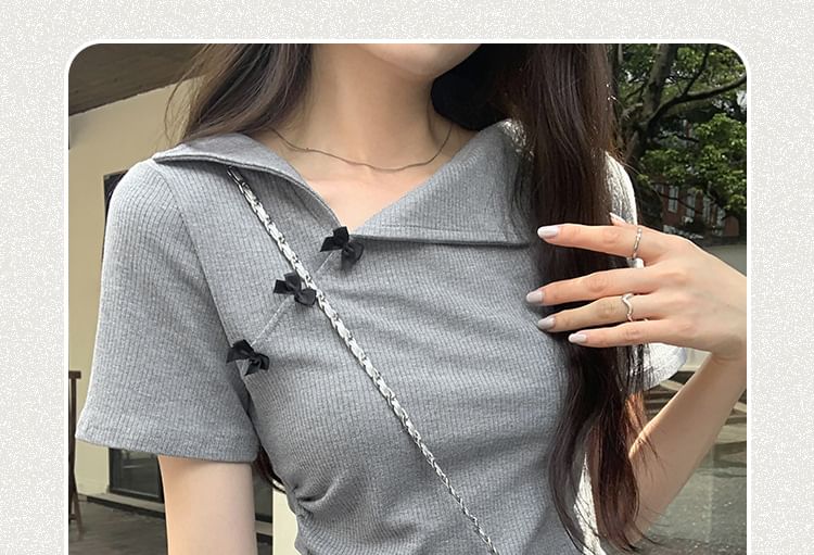 Short-Sleeve Plain Top Asymmetrical