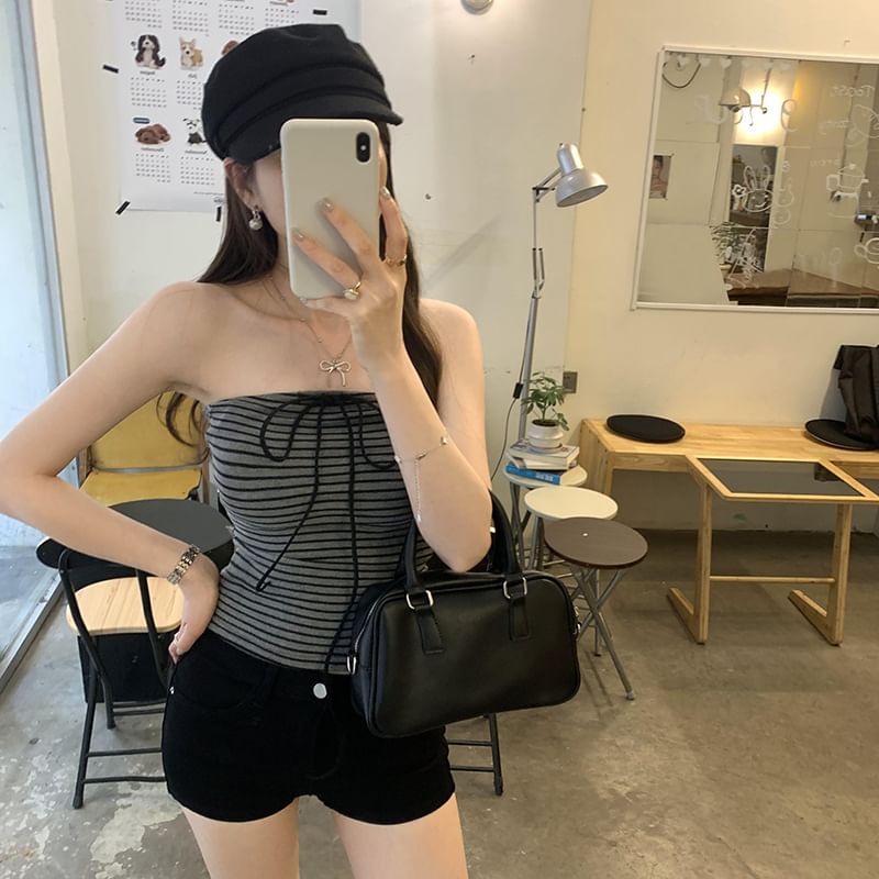 Tube Top Striped Crop