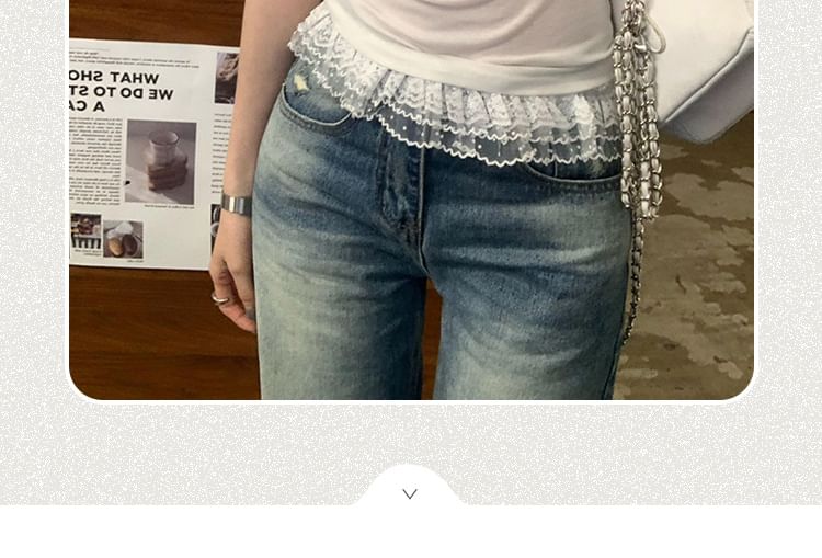U-Neck Top Crop Short-Sleeve Plain