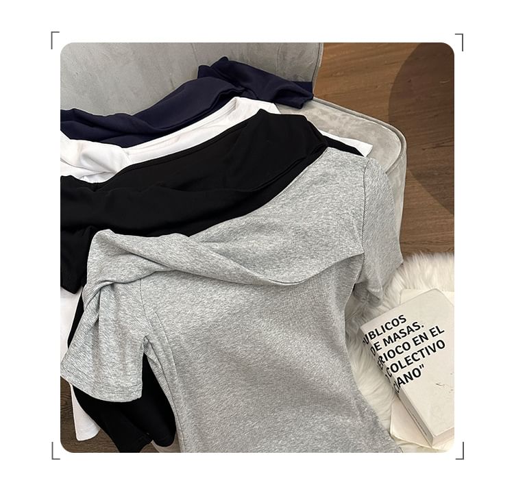 Off Shoulder Top Sleeve Plain Short