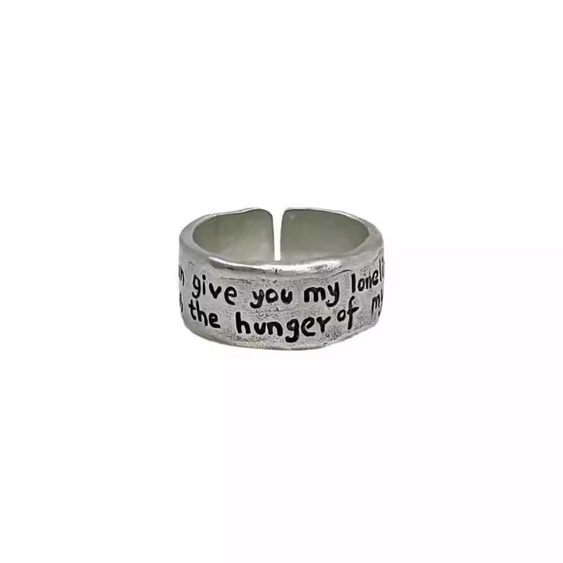 Irregular Lettering Ring Alloy Open