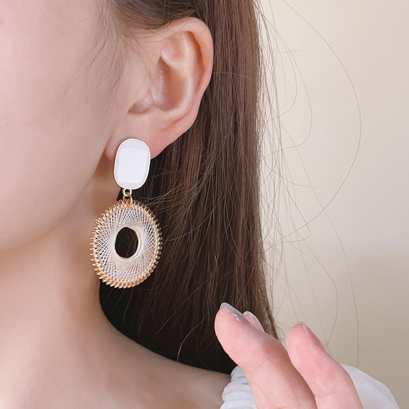 Earring Drop Disc Woven Alloy