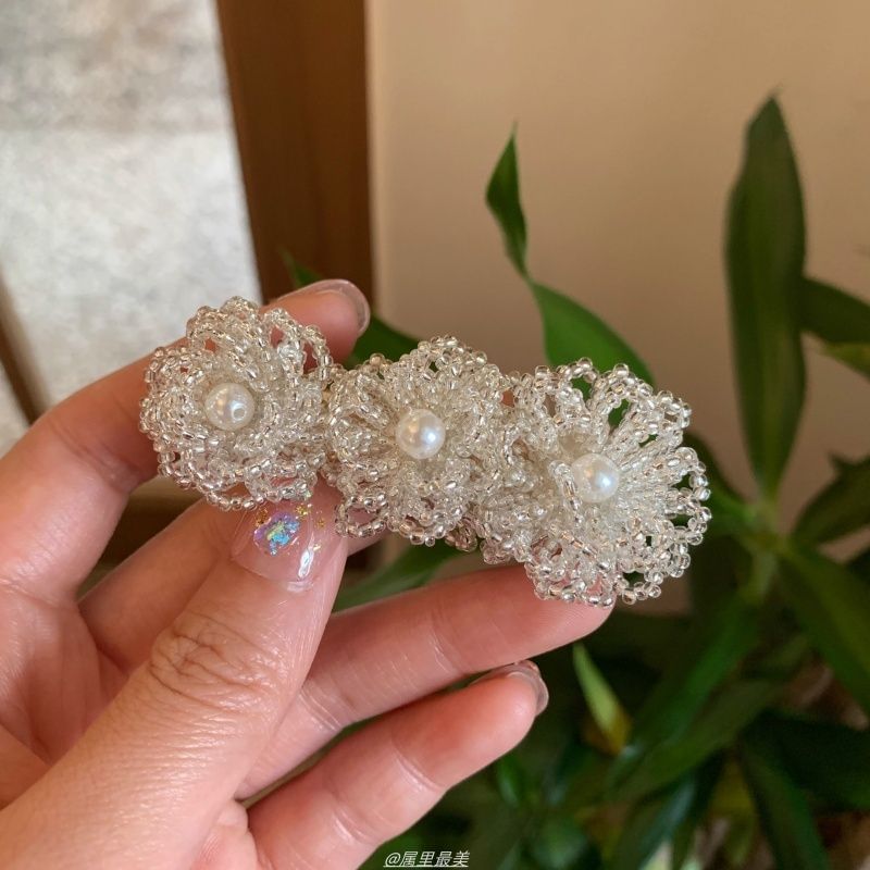Alloy Floral Crystal Hair Pearl Faux Clip