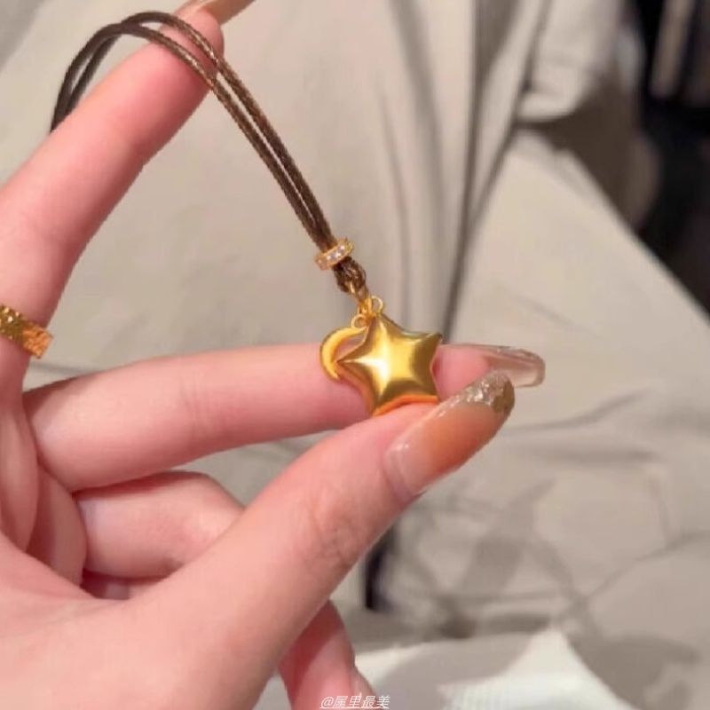 Choker Star Pendant Cord Alloy Brushed