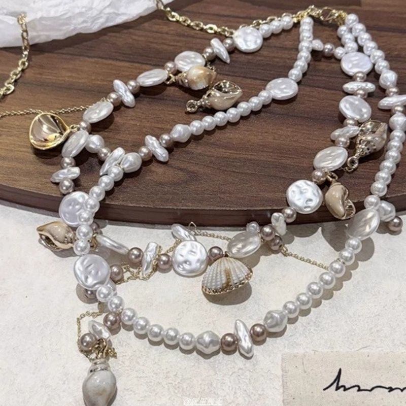 Faux Chain Alloy Waist Pearl Shell Disc