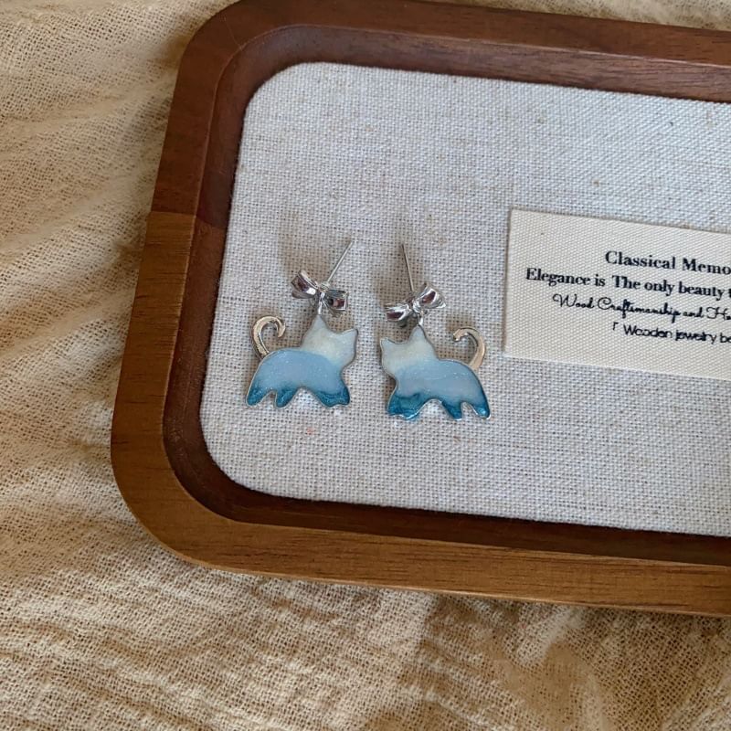 Resin Drop Earring Gradient Alloy Cat