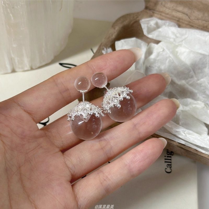 Faux Bead Crown Crystal Ear Jacket