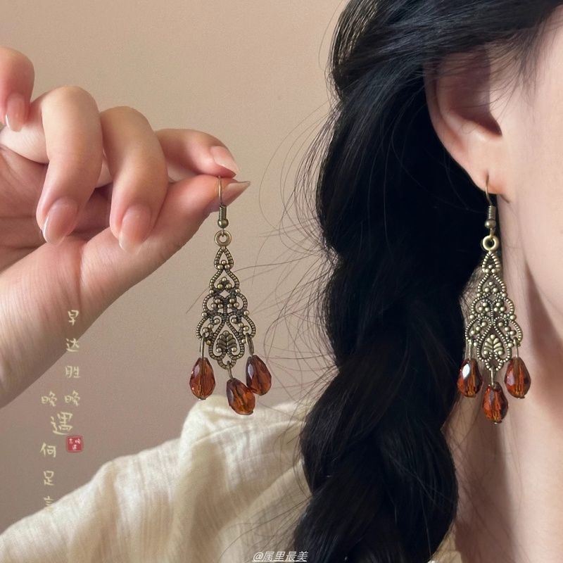 Faux Chandelier Alloy Earring Gemstone