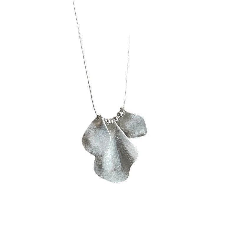 Petal Brushed Alloy Pendant Necklace