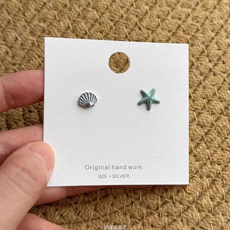 Stud Alloy Starfish Asymmetrical Earring