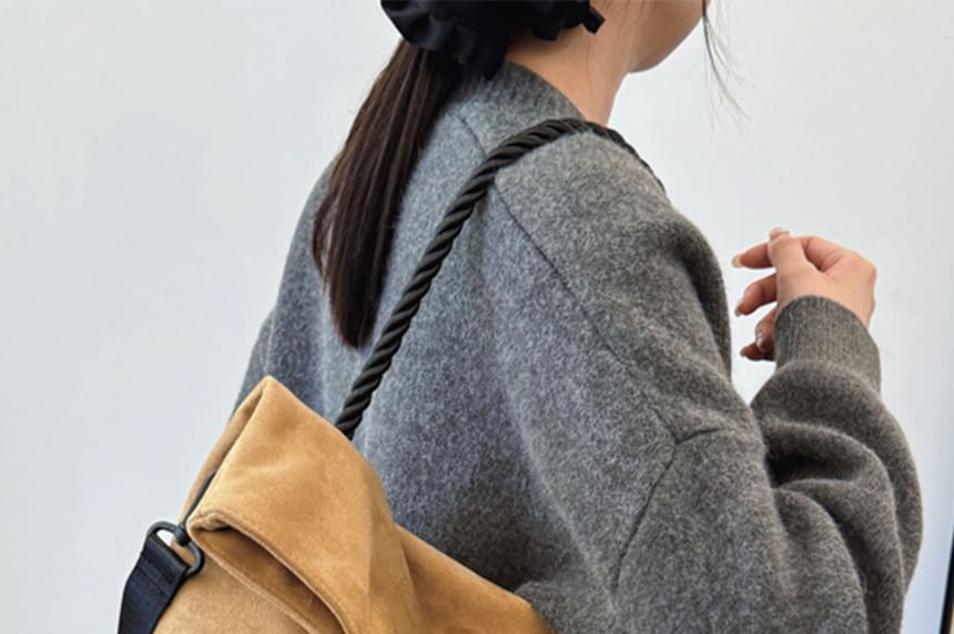 Two Tone Tote Suede Bag Faux