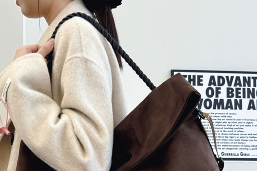 Two Tone Tote Suede Bag Faux