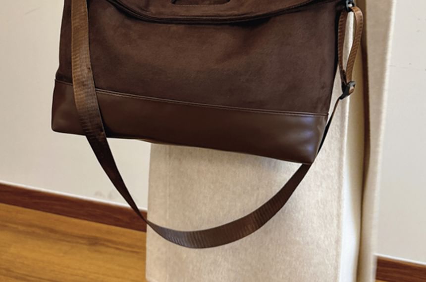 Two Tone Tote Suede Bag Faux