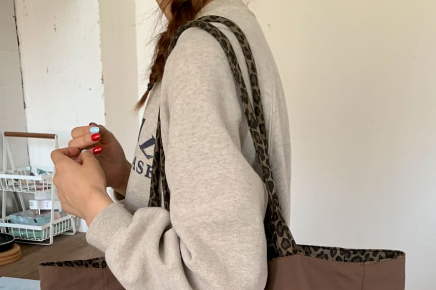 Panel Leopard Print Tote Bag