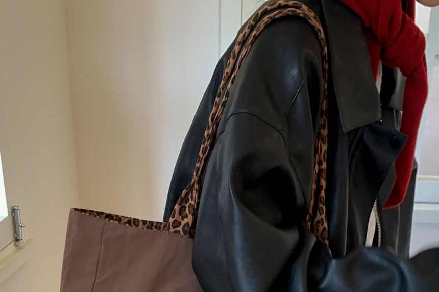 Panel Leopard Print Tote Bag