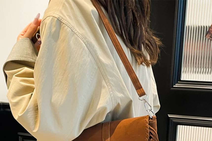 Saddle Faux Bag Fringe Suede Crossbody