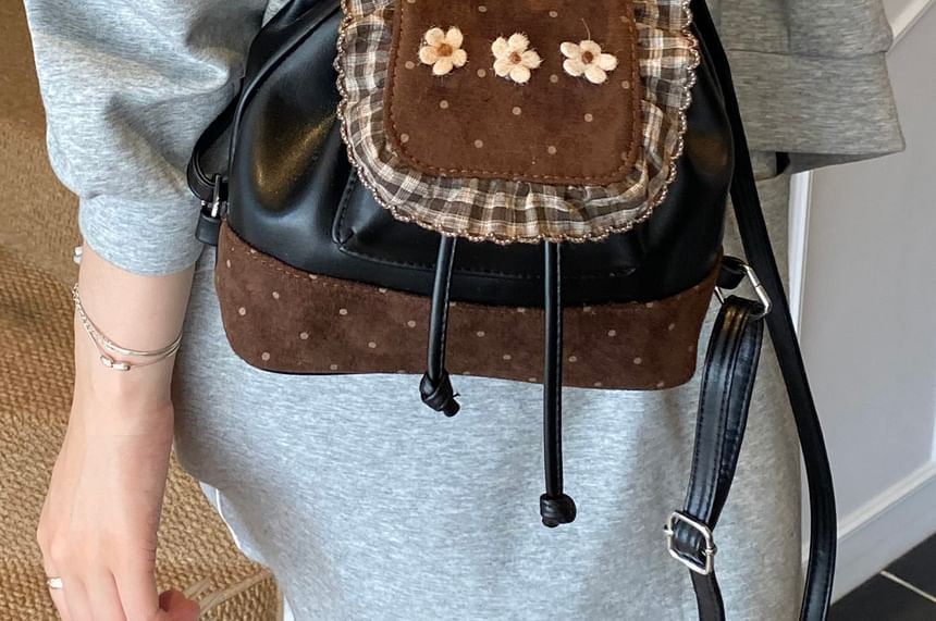 Panel Small Dotted Ruffle Floral Backpack