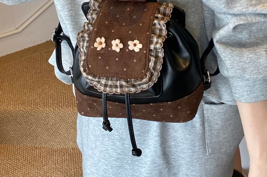 Panel Small Dotted Ruffle Floral Backpack
