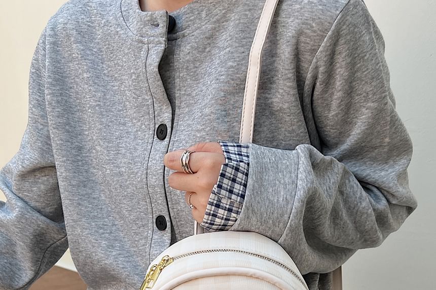 Flap Faux Plaid Leather Backpack
