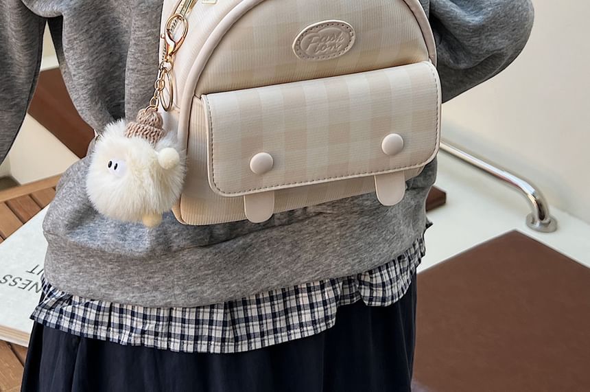 Flap Faux Plaid Leather Backpack