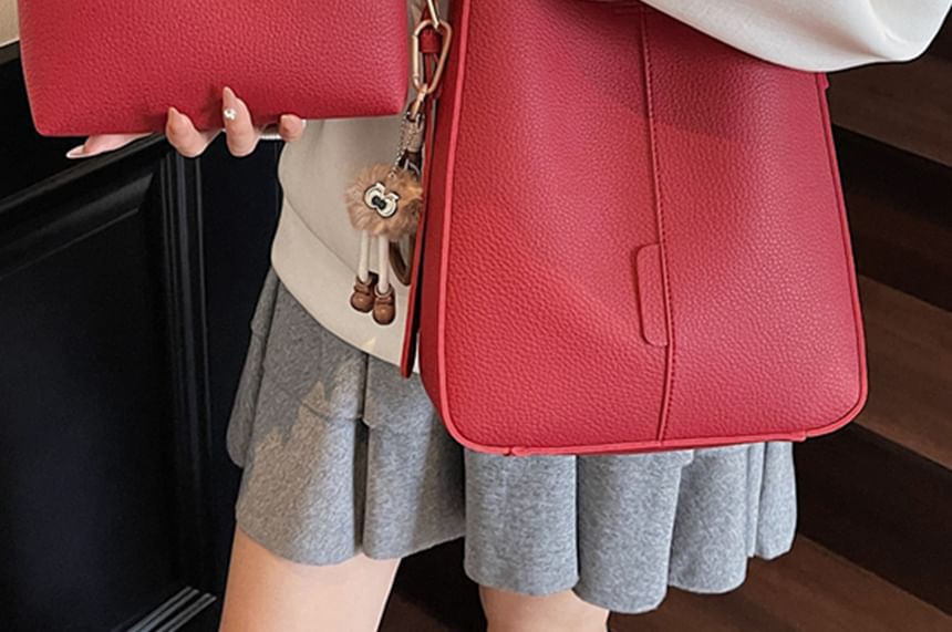 Pouch Faux Bag Shoulder Leather With