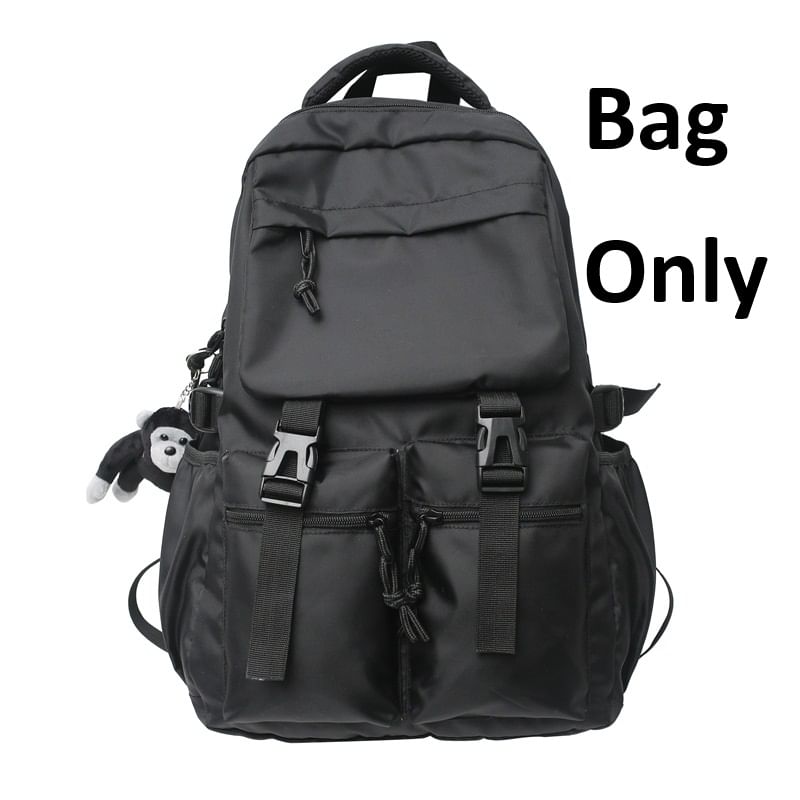 Buckled Nylon Plain Backpack