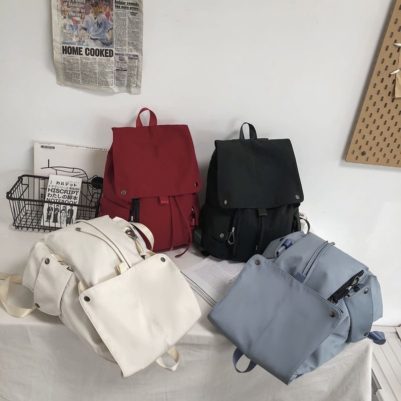 Nylon Plain Backpack Drawstring