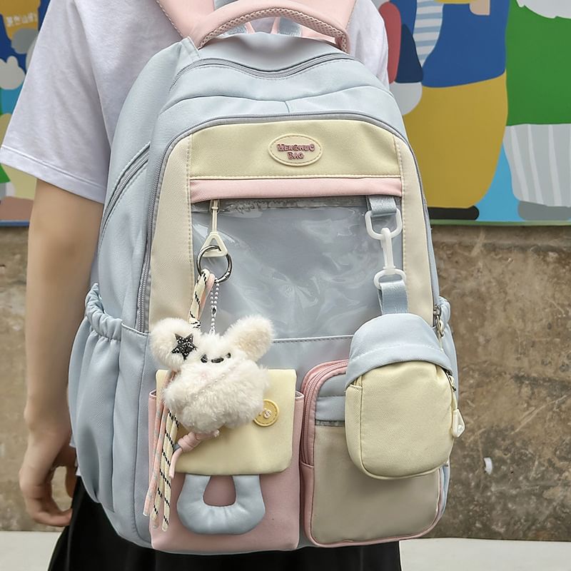 Backpack Purse Coin Panel Buckled With Nylon Applique PVC