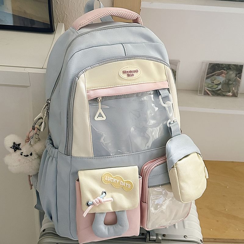 Backpack Purse Coin Panel Buckled With Nylon Applique PVC