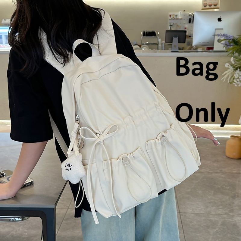 Bow Drawstring Backpack Nylon Plain