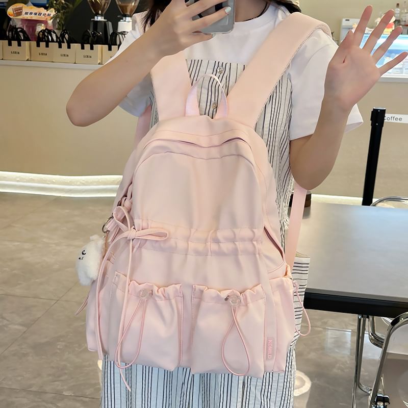 Bow Drawstring Backpack Nylon Plain