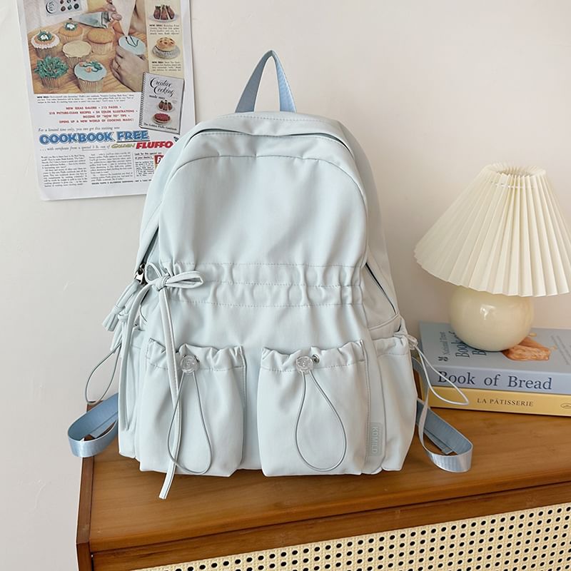 Bow Drawstring Backpack Nylon Plain