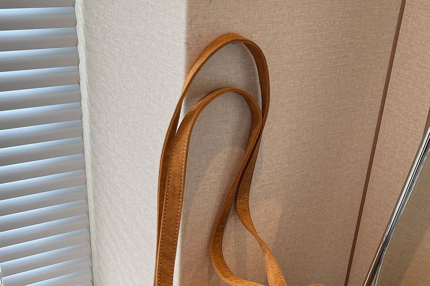 Drawstring Suede Faux Tote Plain Bag