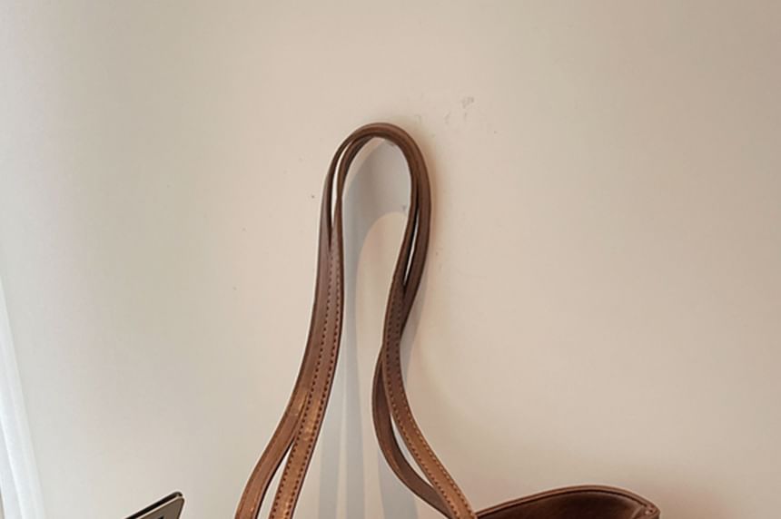 Leather Bag Charm With Faux Tote Plain