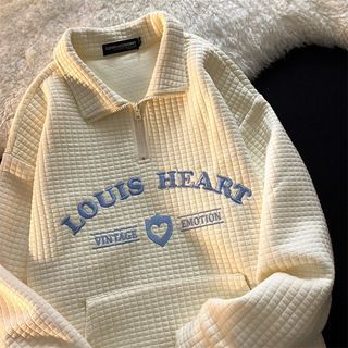 Collar Letter Sweatshirt Embroidered Oversized