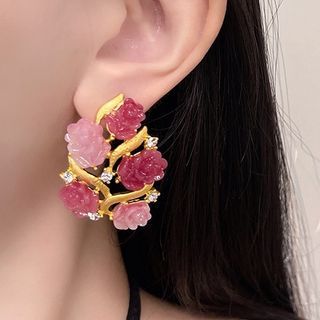 Stud Earring Flower Rhinestone