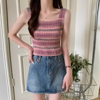 Top Striped Knit Sleeveless