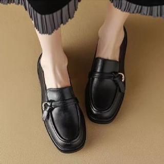 Plain Faux Loafers Leather