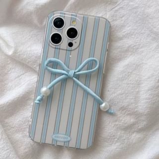 Case Decoration Pearl Striped Set / Phone Bow Faux Adhesive