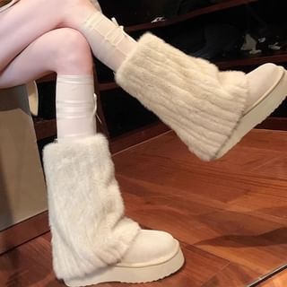 Boots Snow Calf Fluffy Platform Mid Panel