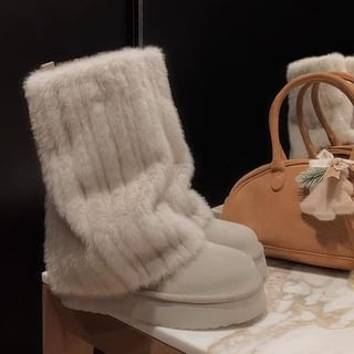 Boots Snow Calf Fluffy Platform Mid Panel