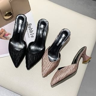 Kitten Pointed Heel Toe Mules