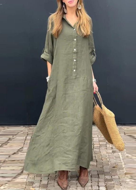 SampleNatural Pink Peter Pan Collar Patchwork Long Dress Fall