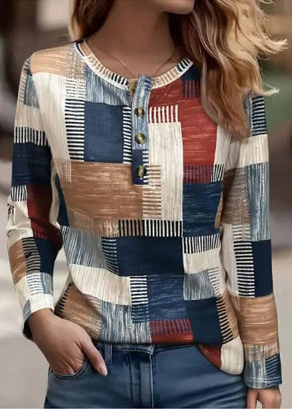 SampleNew Casual Printed Cotton T-Shirt Long Sleeves
