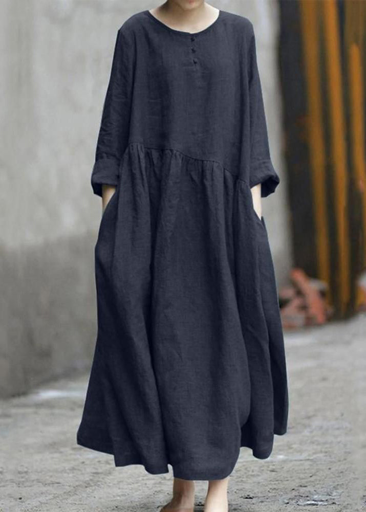 SamplePlus Size Green Wrinkled Patchwork Long Dresses Fall