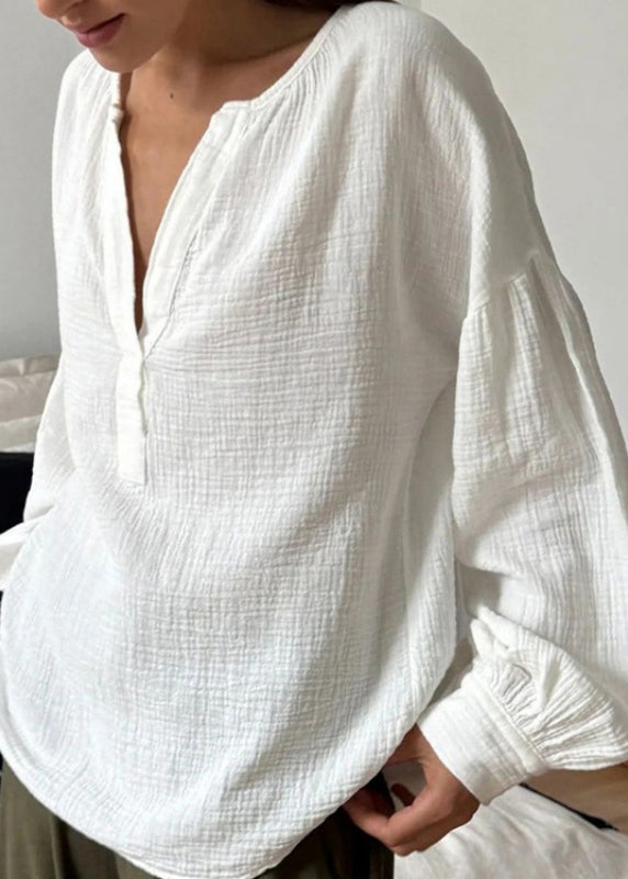 Plus T White Neck Patchwork Fall Size Cotton Shirts V
