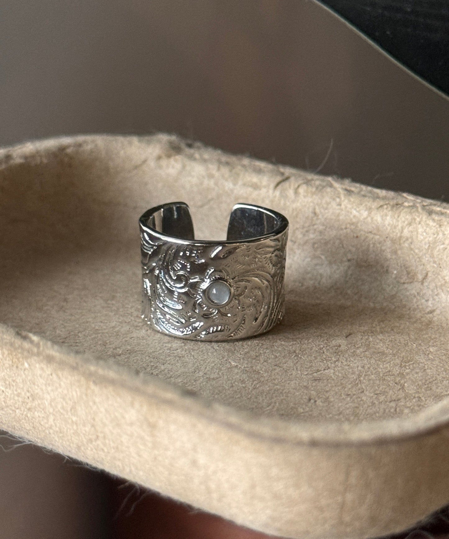 Open Silk Silver Jade Rings Sterling Retro