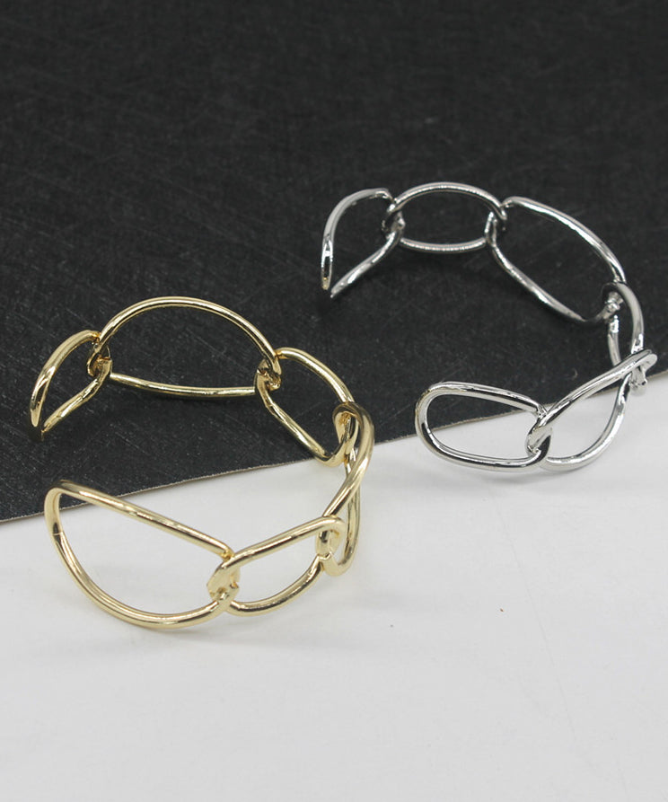 Metal Hollow Chain Style Gold Open Out Cuff